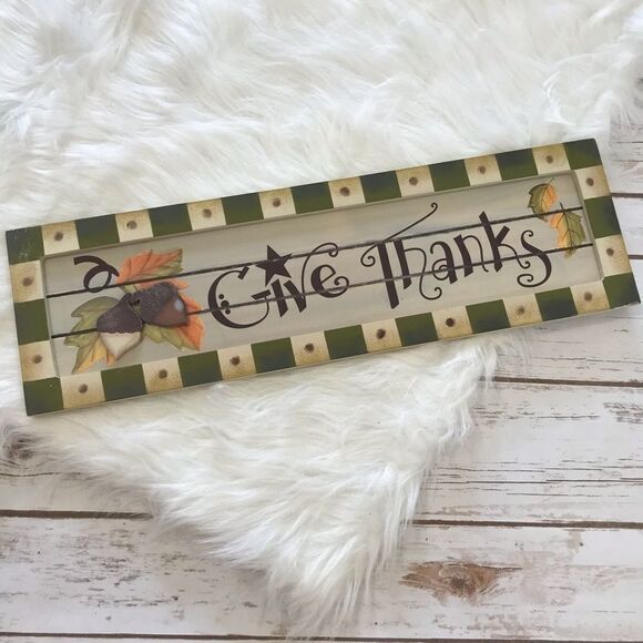 Sign Give Thanks Wooden Sign - Picture 1 of 11